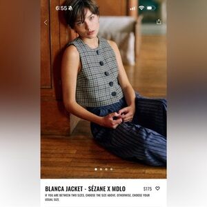 Sezane Blanca Jacket - Sézane X Mdlo Blue Houndstooth - Size 8